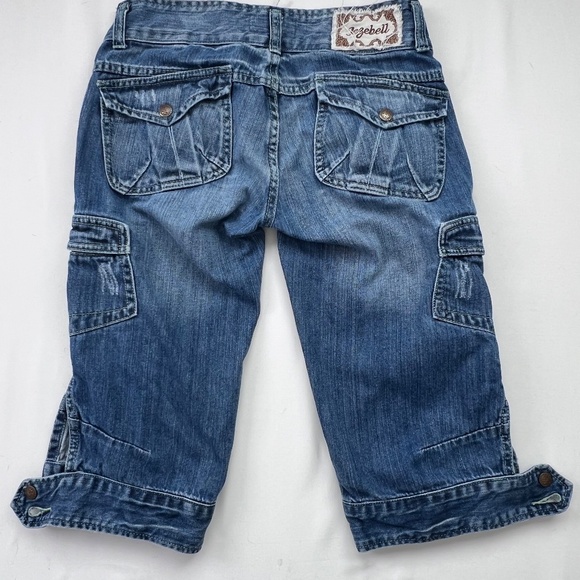 Jezebell Knee-Length Denim Shorts Sz 1 Y2k Punk Grunge 100% Cotton Metal Retro - Picture 5 of 15